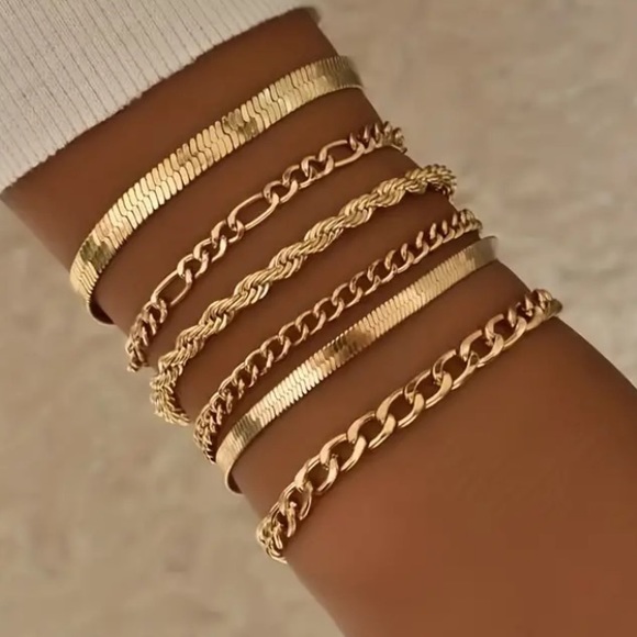 Gold Toned Chain Bracelet Set - Picture 1 of 3